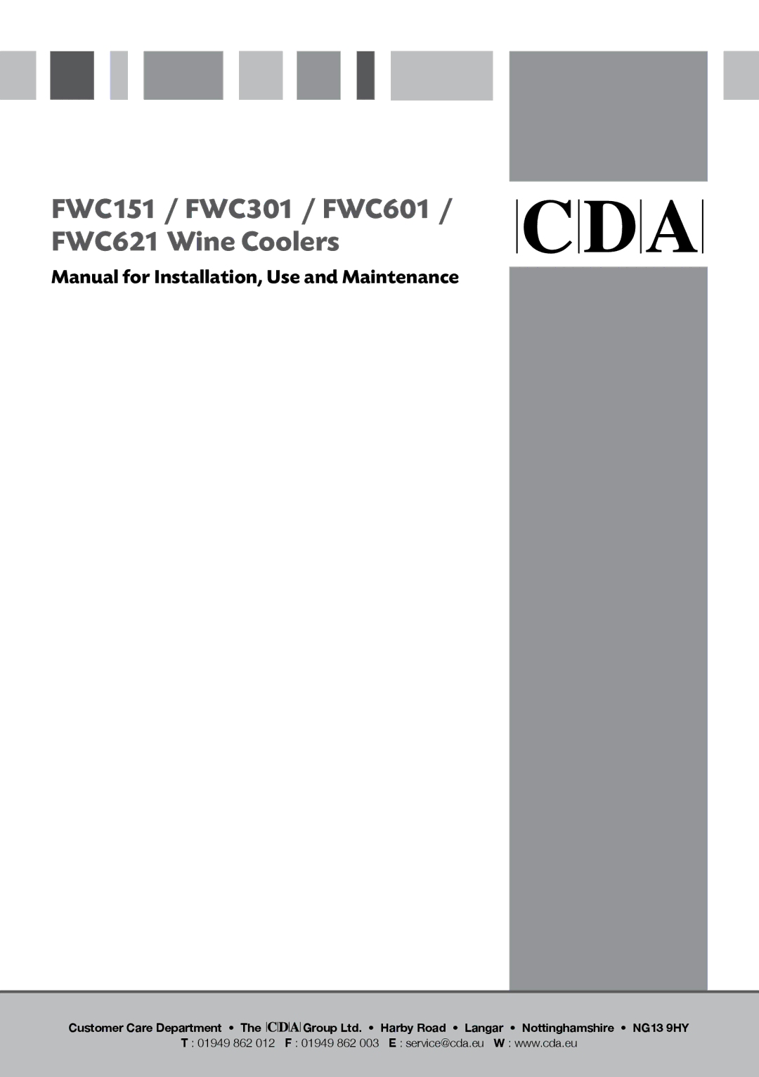 CDA manual FWC151 / FWC301 / FWC601 / FWC621 Wine Coolers 