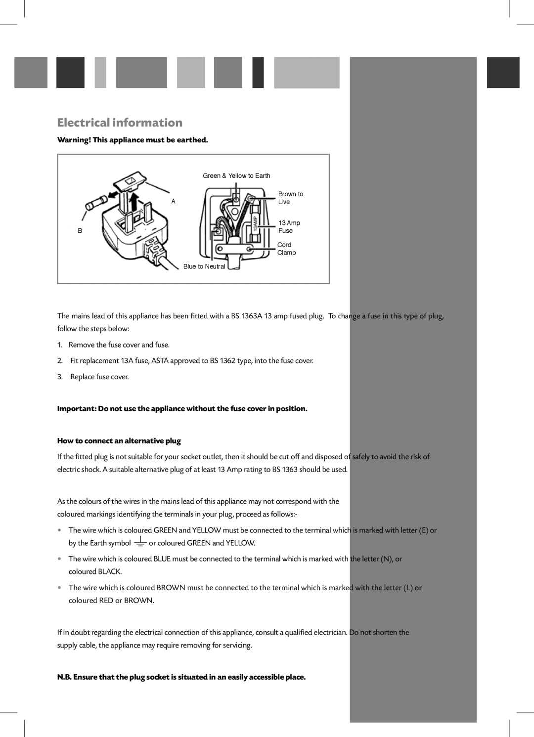 CDA FWV460 manual Electrical information 