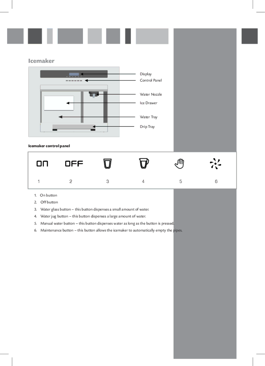 CDA FWV460 manual Icemaker control panel 