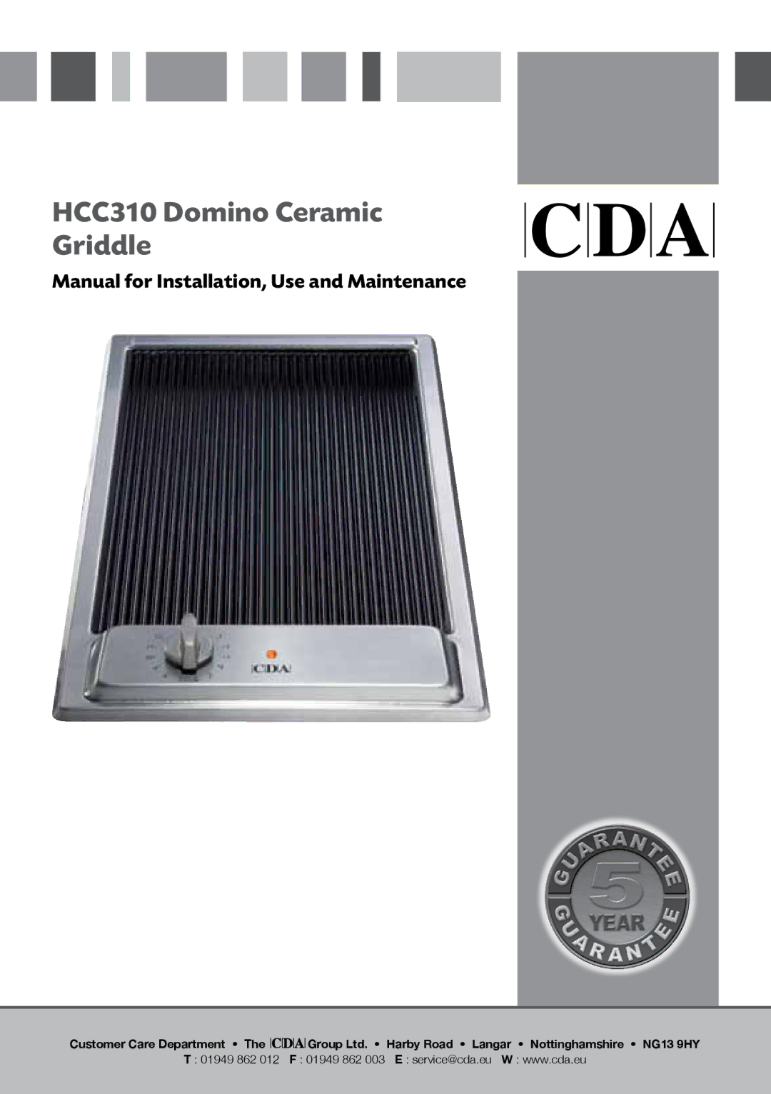 CDA manual HCC310 Domino Ceramic Griddle 