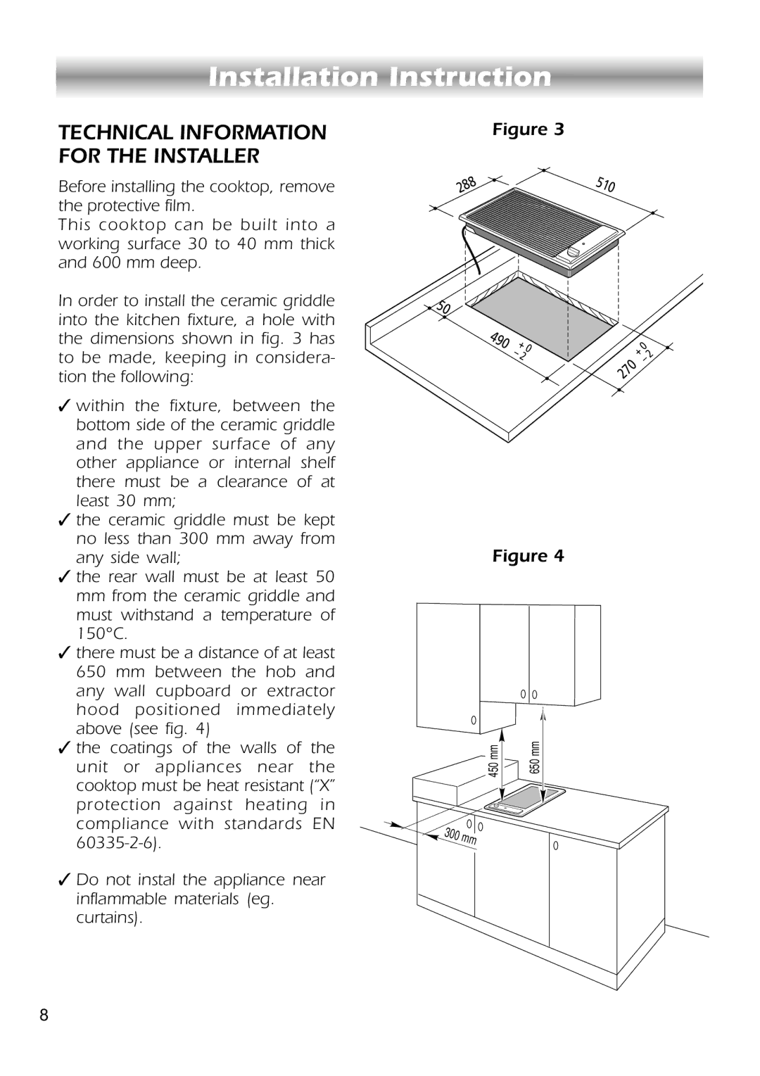 CDA HCC310 manual Installation Instruction, Technical Information for the Installer 