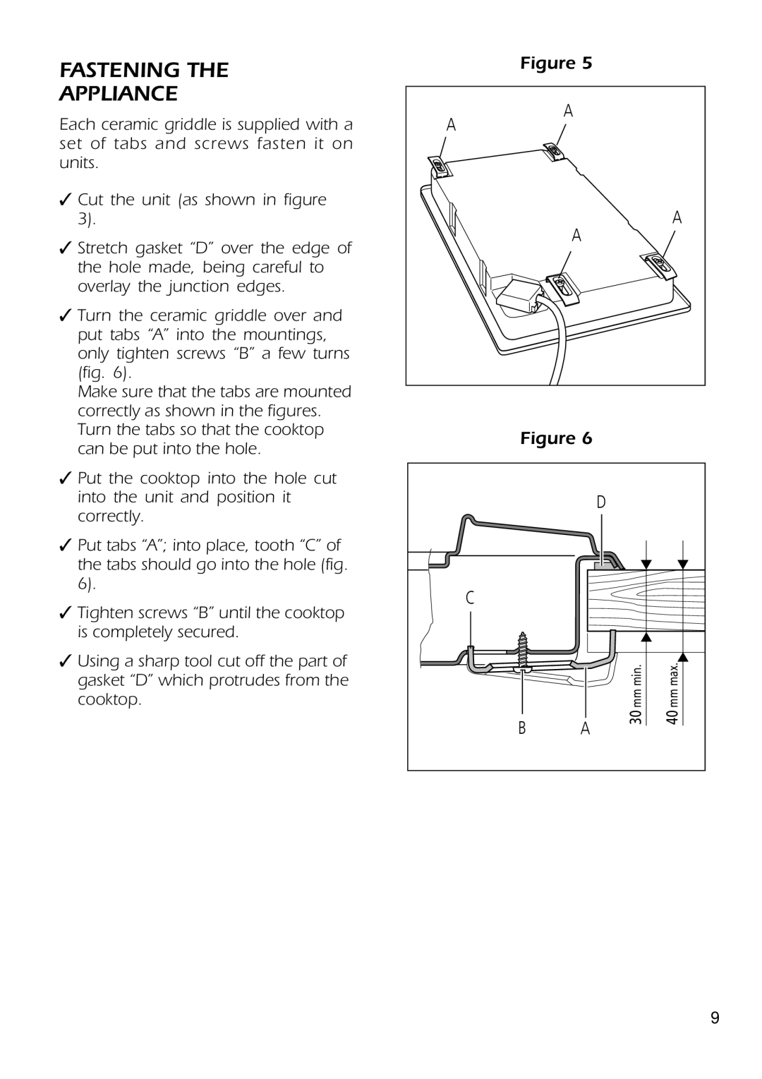 CDA HCC310 manual Fastening Appliance 