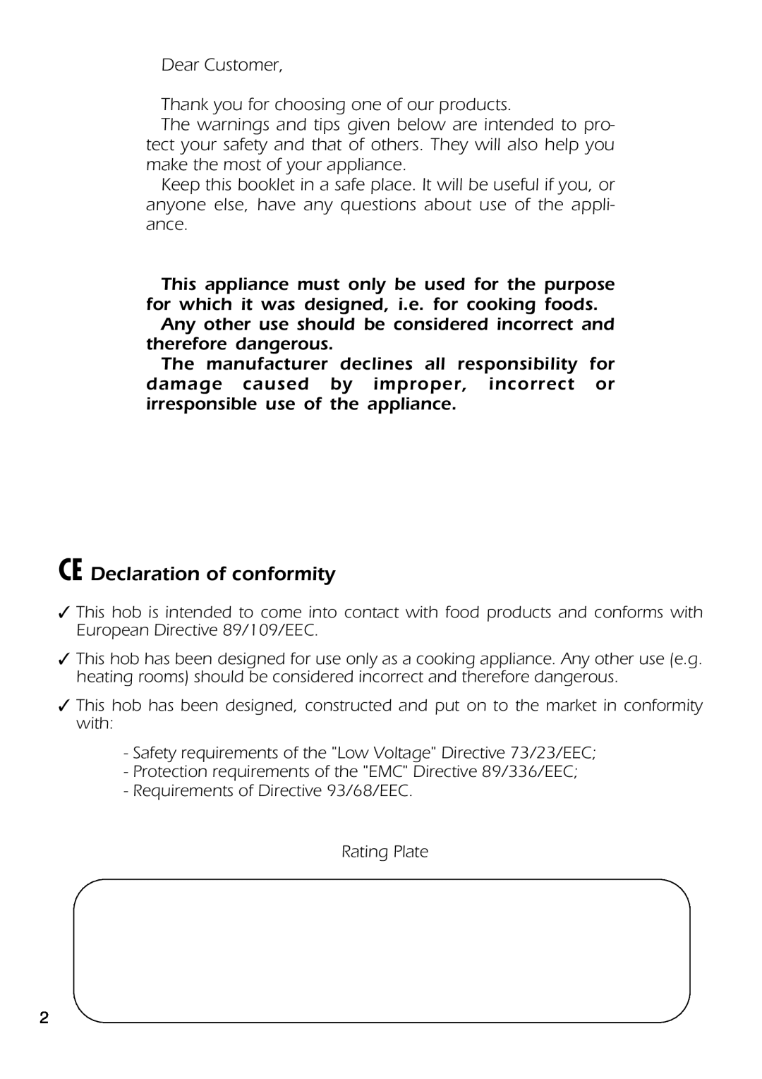 CDA HCC310 manual CE Declaration of conformity 