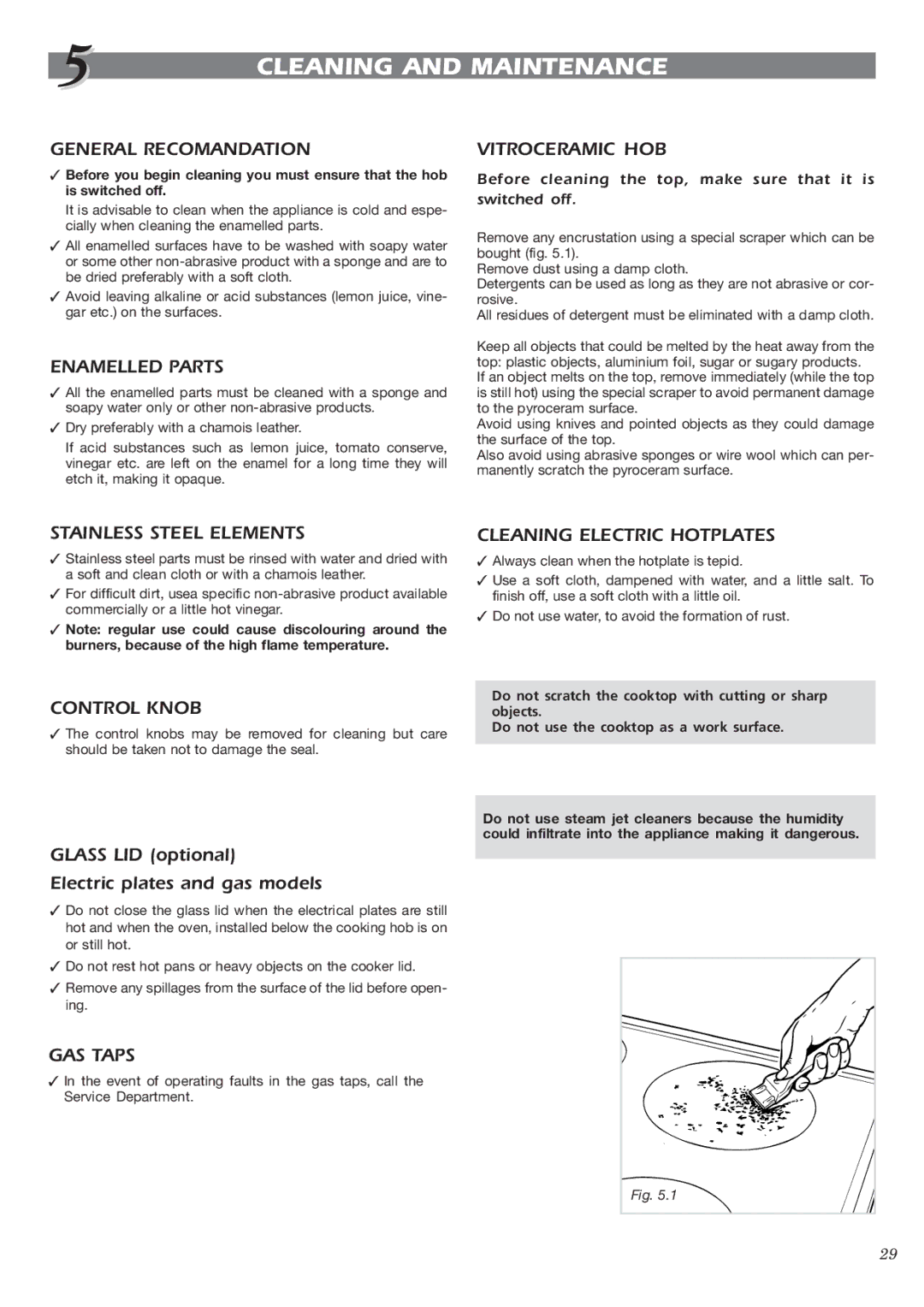 CDA HCC360 manual Cleaning and Maintenance 