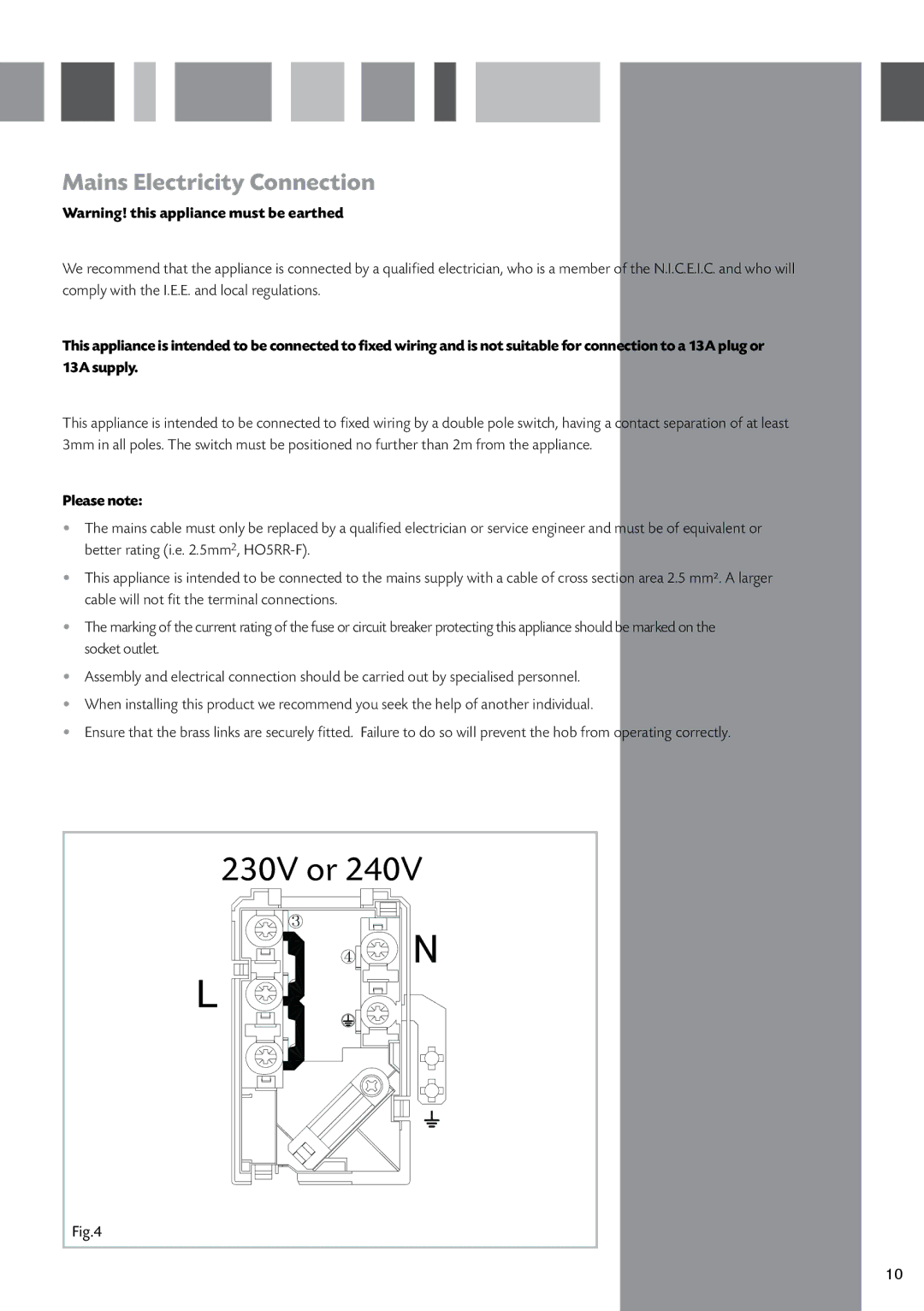 CDA HCC762 manual 230V or, Mains Electricity Connection 