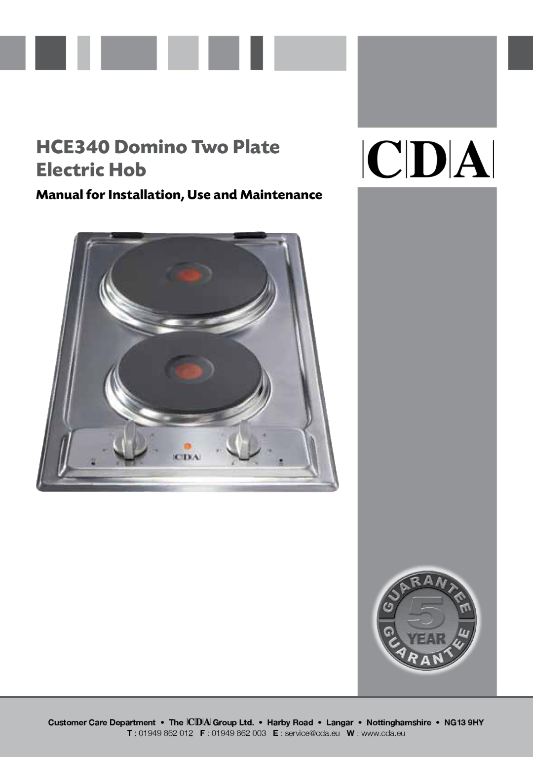 CDA manual HCE340 Domino Two Plate Electric Hob 