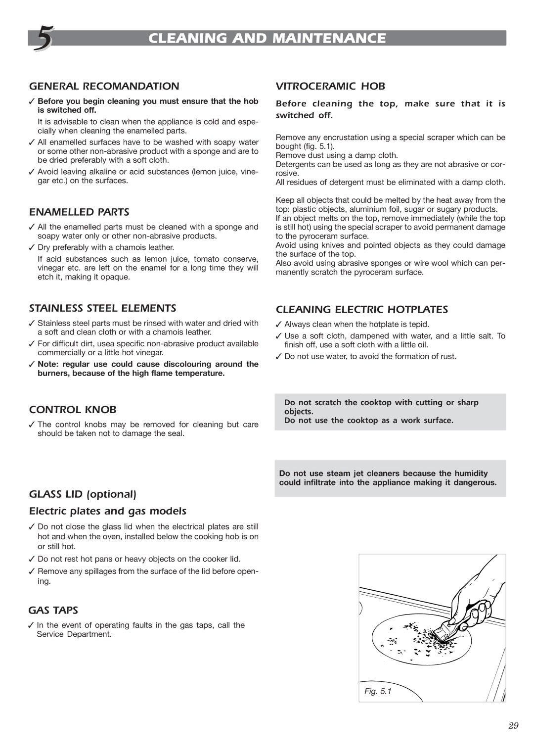 CDA HCE340 manual Cleaning and Maintenance 