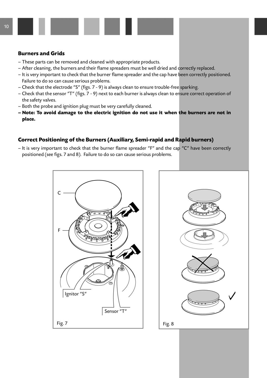 CDA HCG 731, HCG 741 manual Burners and Grids 