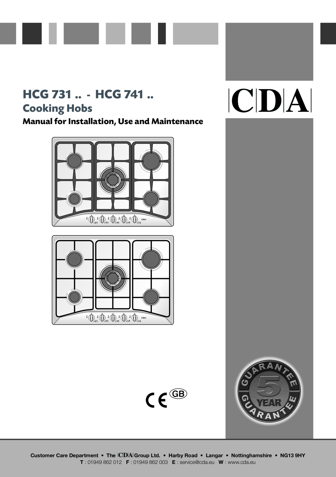 CDA HCG 741 manual HCG 731 .. - HCG, Cooking Hobs, Manual for Installation, Use and Maintenance 