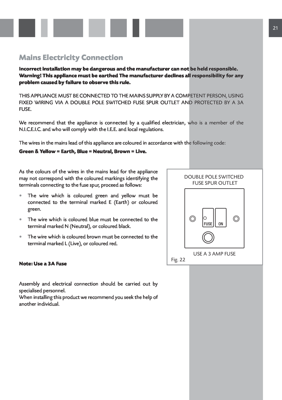 CDA HCG 741, HCG 731 manual Mains Electricity Connection 