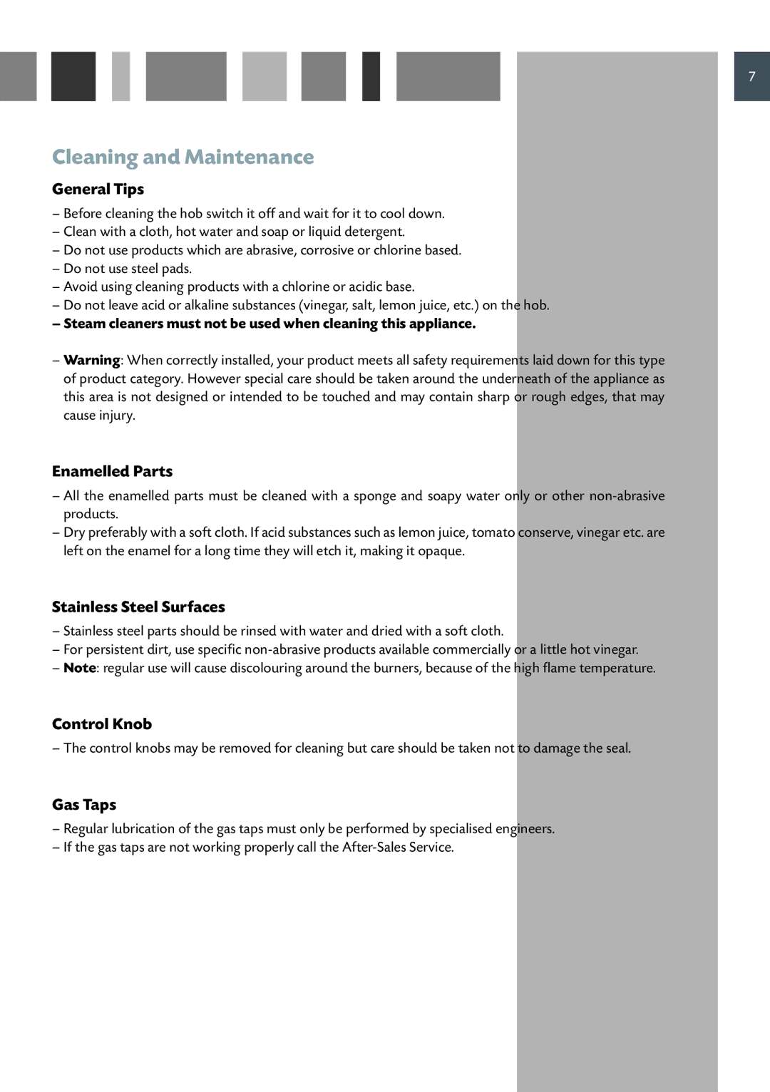 CDA HCG 931 manual Cleaning and Maintenance 