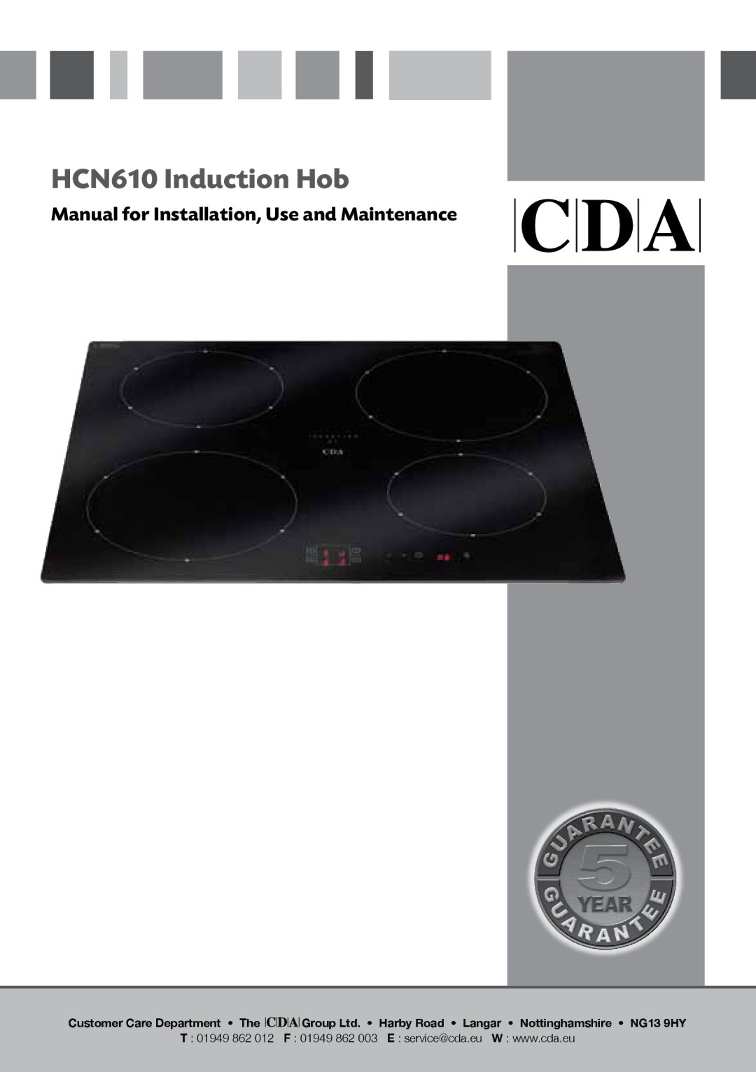 CDA manual HCN610 Induction Hob 