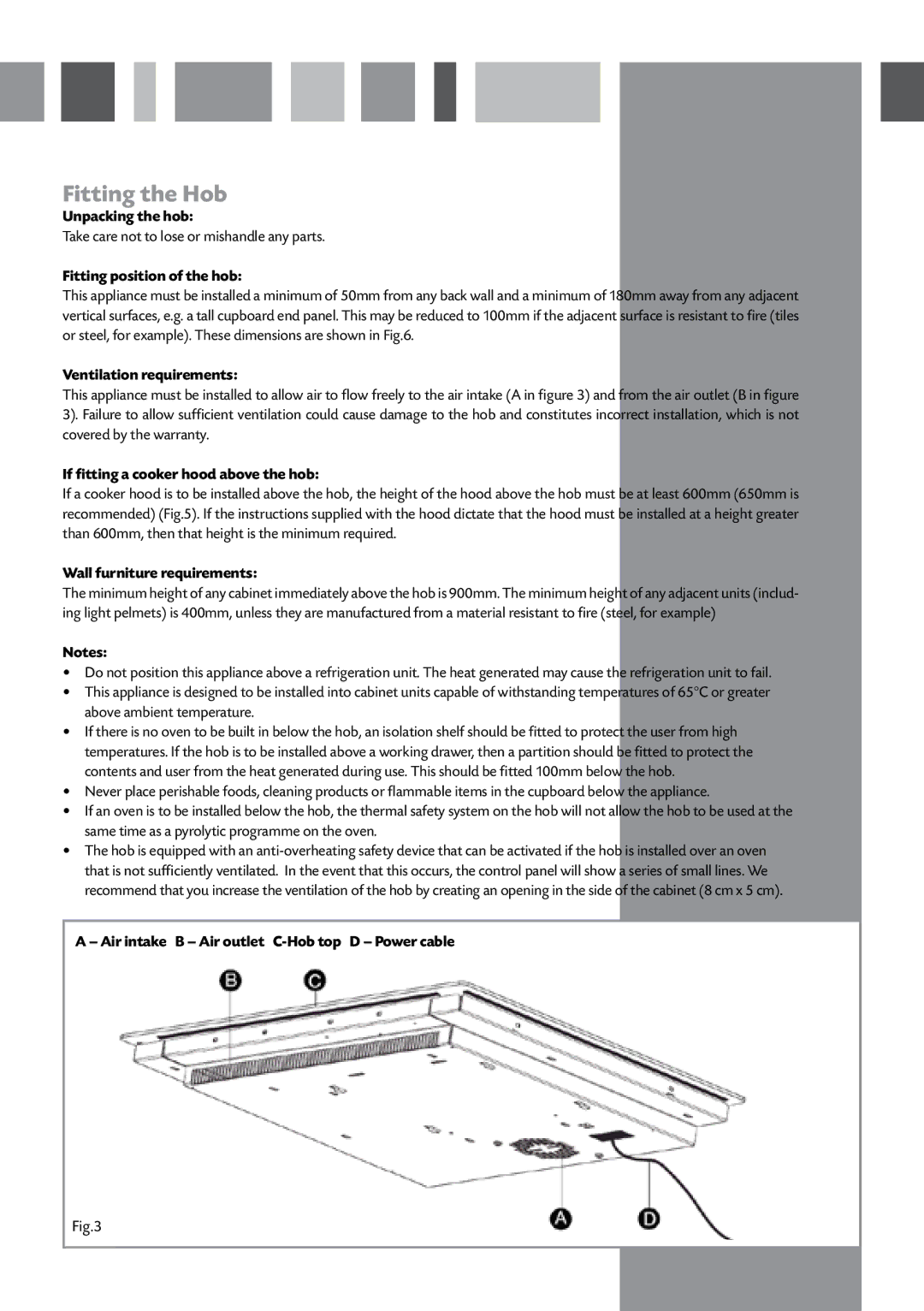 CDA HCN610 manual Fitting the Hob 