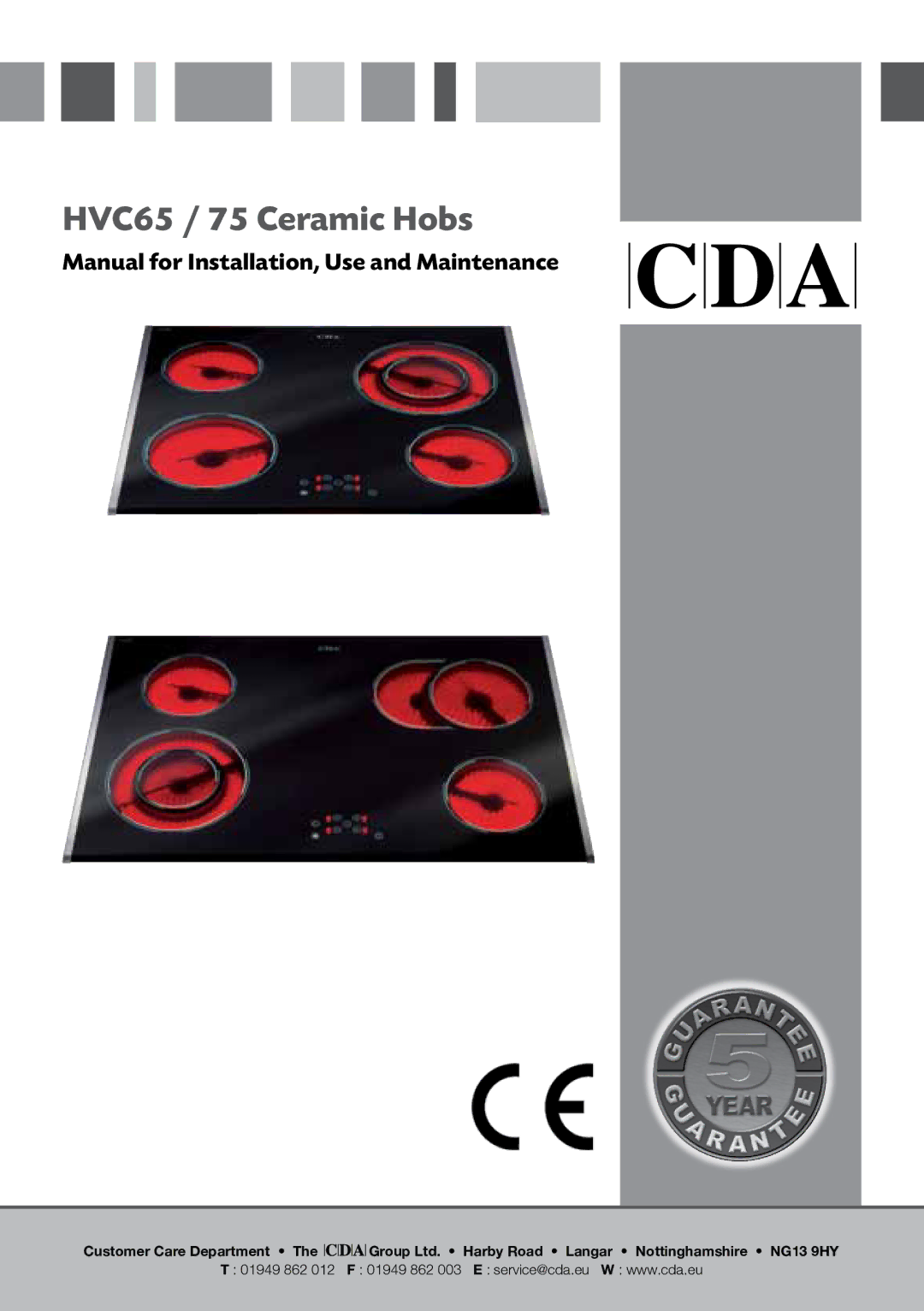 CDA manual HVC65 / 75 Ceramic Hobs 