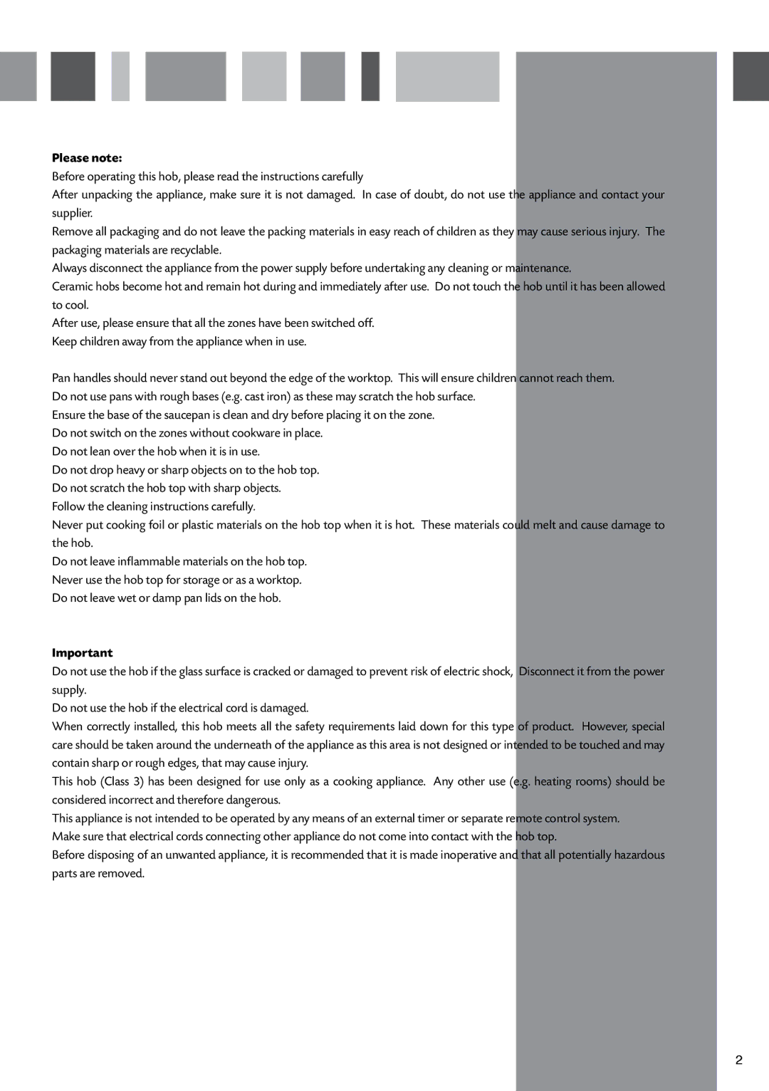 CDA HVC70, HVC60, HVC90 manual Please note 