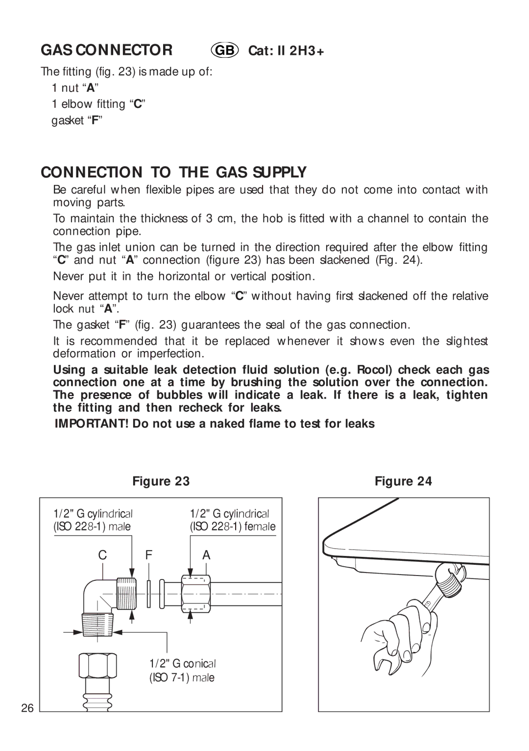 CDA HVG95 manual GAS Connector, Connection to the GAS Supply 