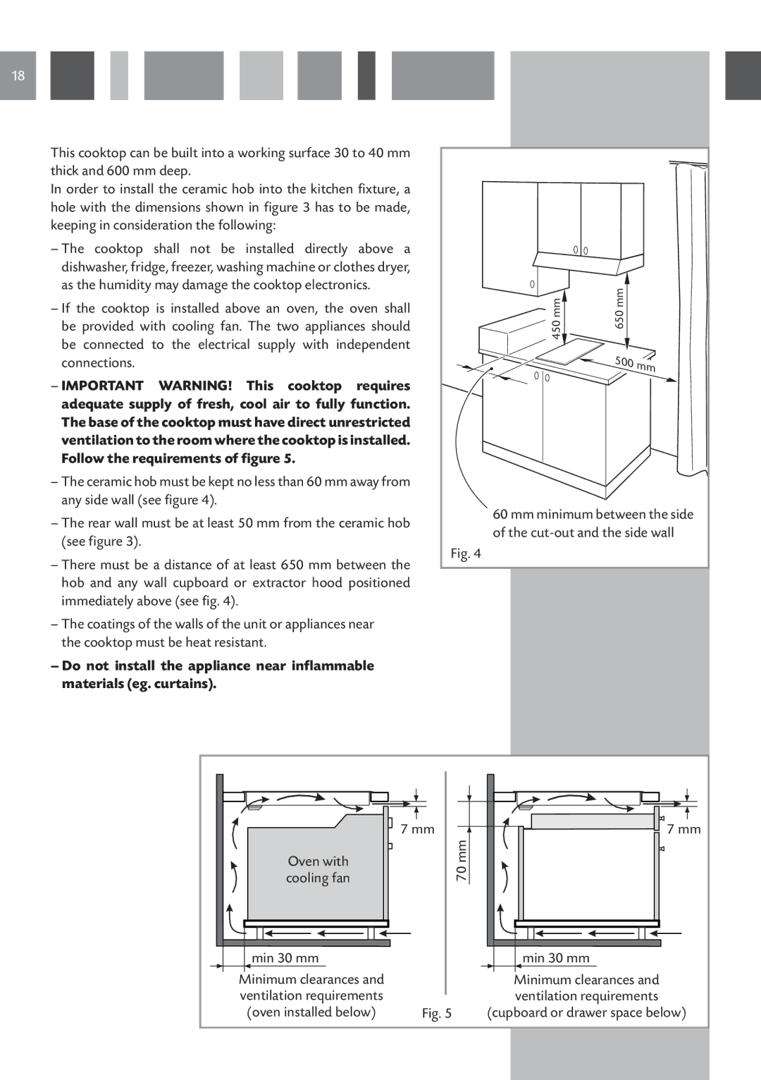 CDA HVN 32 manual Oven with Cooling fan Min 30 mm 