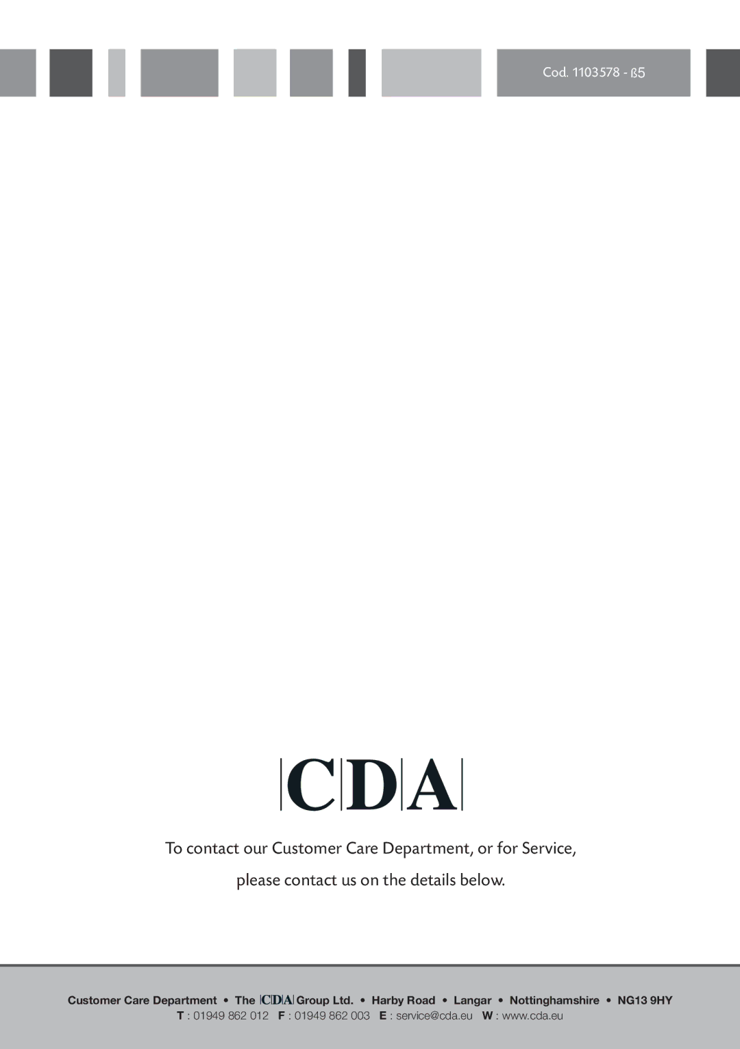 CDA HVN 32 manual Cod ß5 