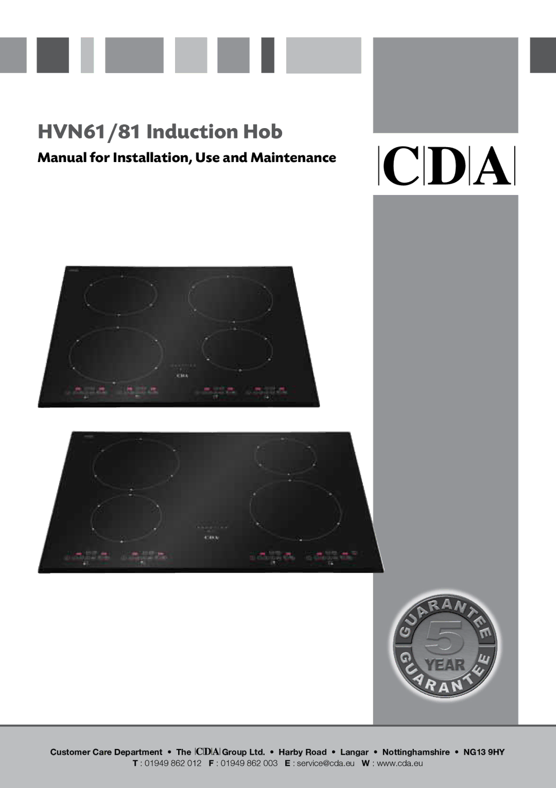 CDA manual HVN61/81 Induction Hob 