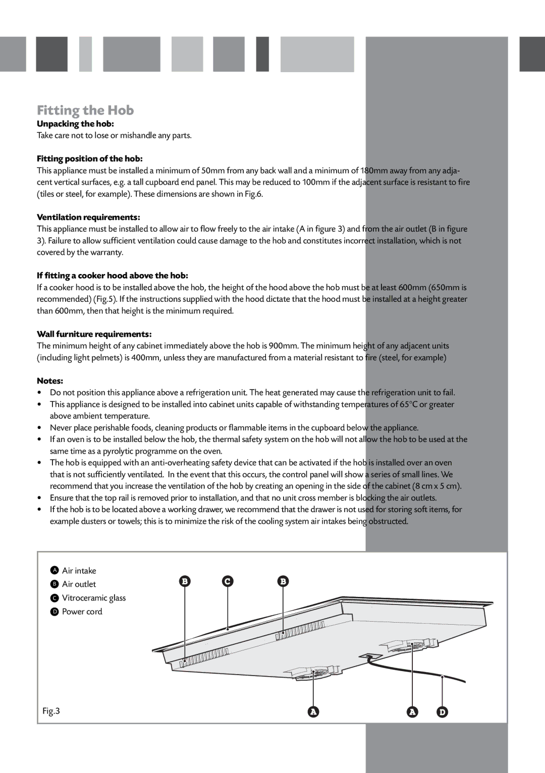 CDA HVN61/81 manual Fitting the Hob 