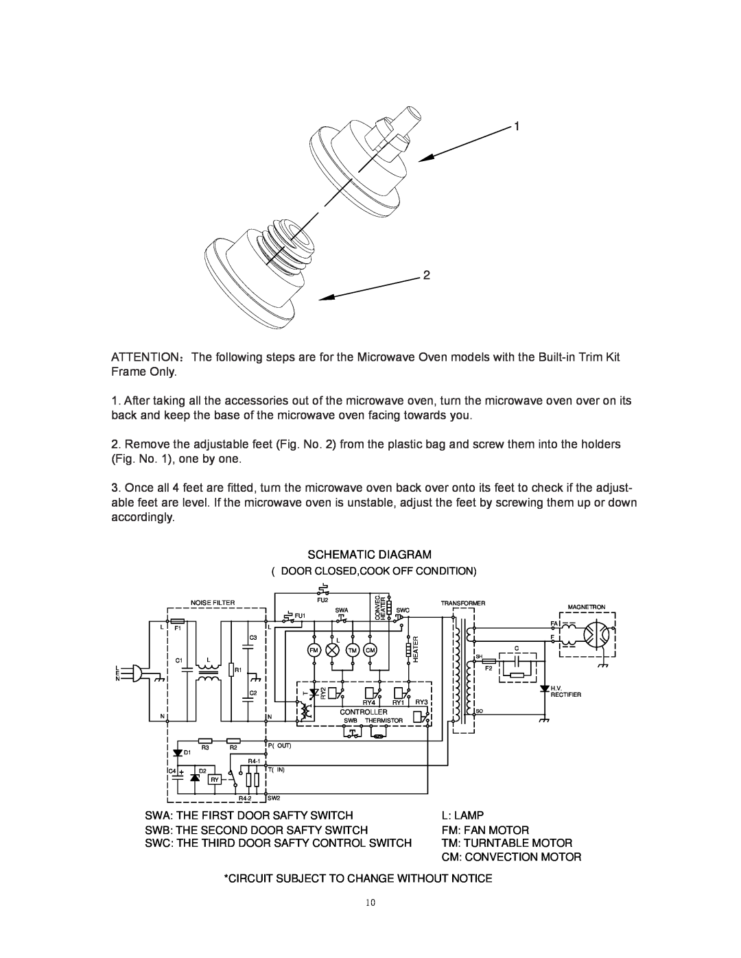 CDA MC41BL, MC41SS ATTENTION：The following steps are for the Microwave Oven models with the Built-inTrim Kit Frame Only 