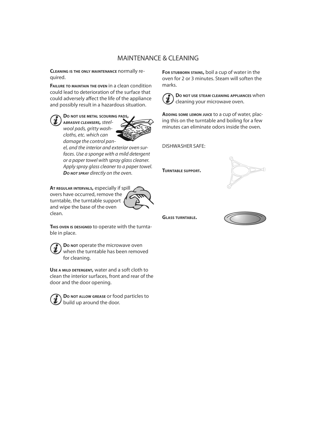 CDA MC60, MC50 manual Maintenance & Cleaning, Quired, Dishwasher Safe 