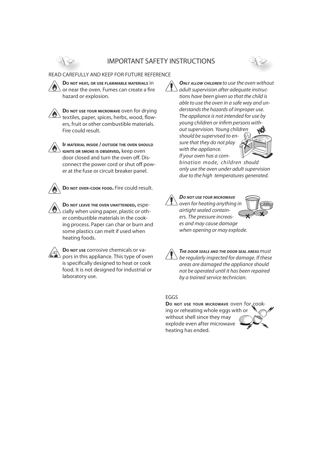 CDA MC50, MC60 manual Important Safety Instructions, Eggs 