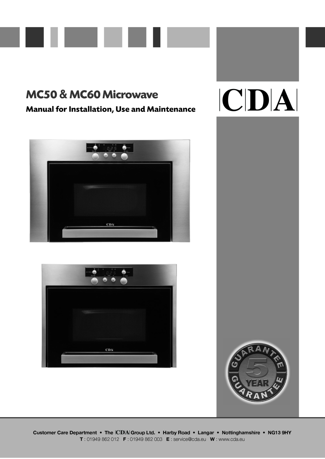 CDA manual MC50 & MC60 Microwave, Manual for Installation, Use and Maintenance 