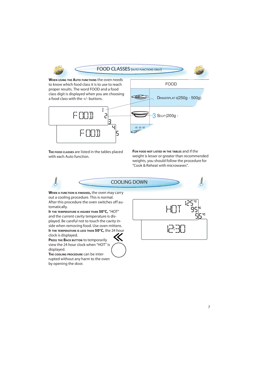 CDA MV440 manual Cooling Down, Food 