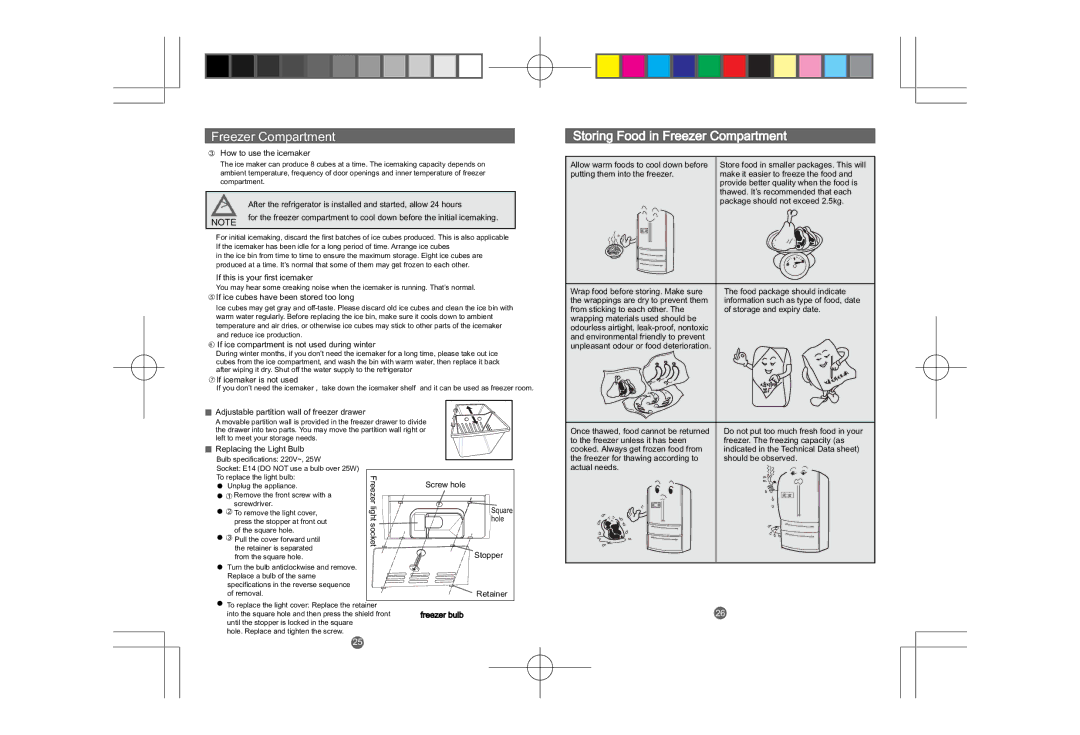 CDA PC85SC user manual Ab Freezer Compartment, Storing Food in Freezer Compartment 