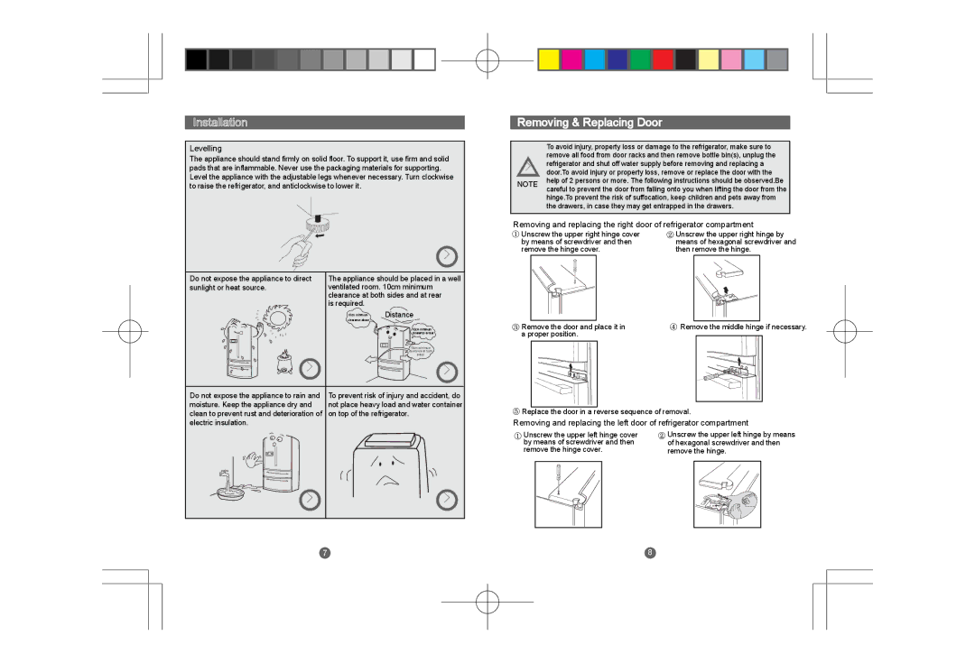 CDA PC85SC user manual Installation, Removing & Replacing Door, Levelling 