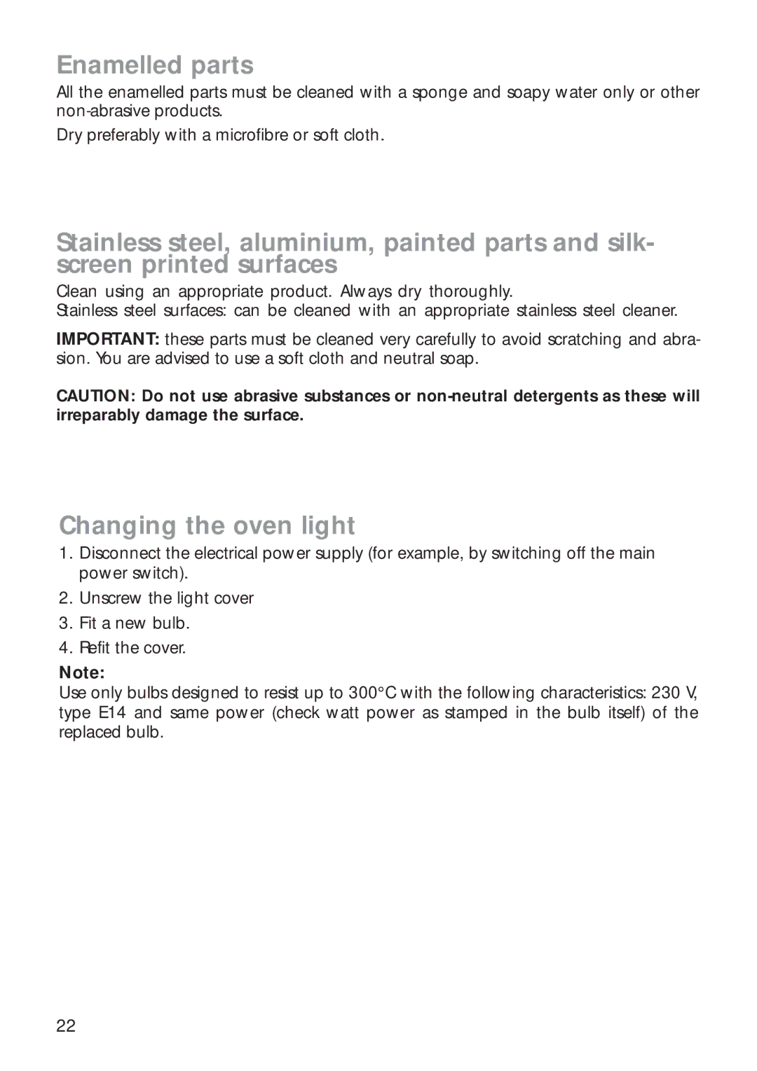 CDA RC 9000 installation instructions Enamelled parts 