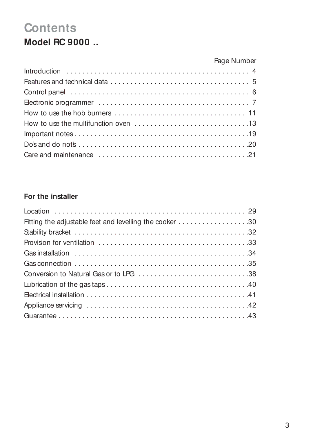 CDA RC 9000 installation instructions Contents 