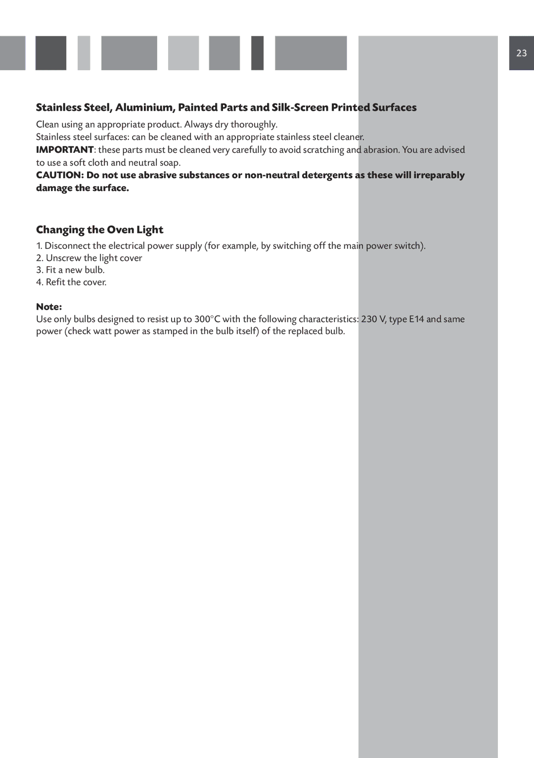 CDA RC 9021 manual Changing the Oven Light 