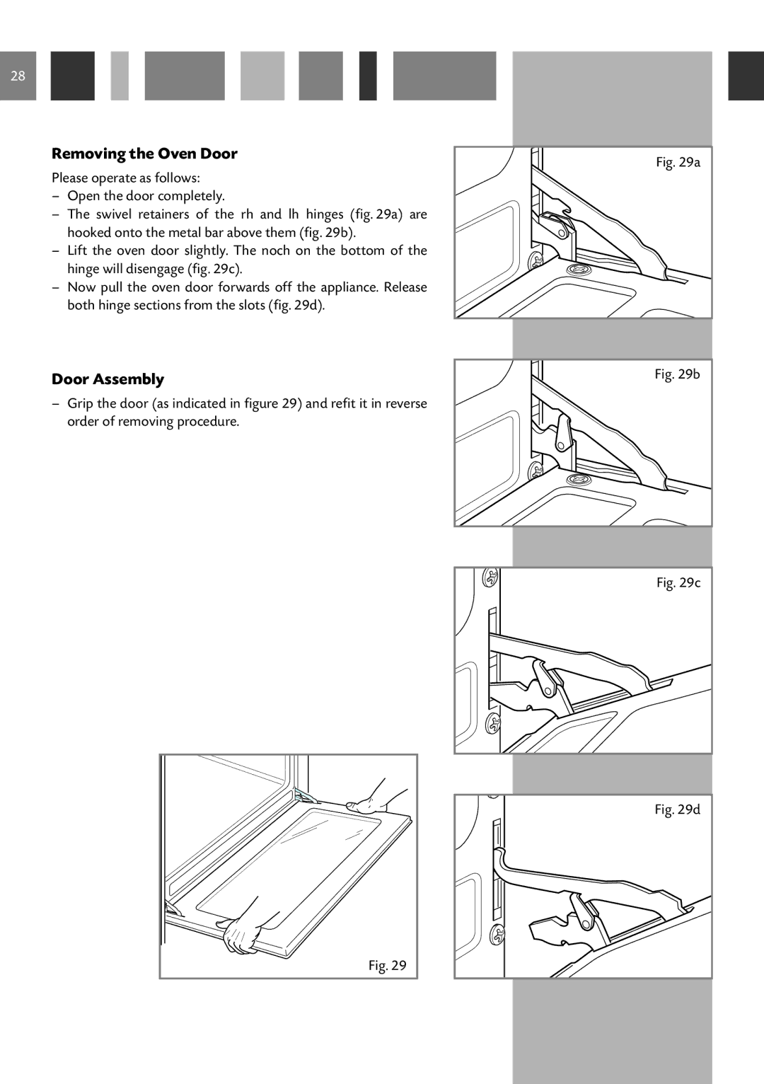 CDA RC 9021 manual Removing the Oven Door, Door Assembly 