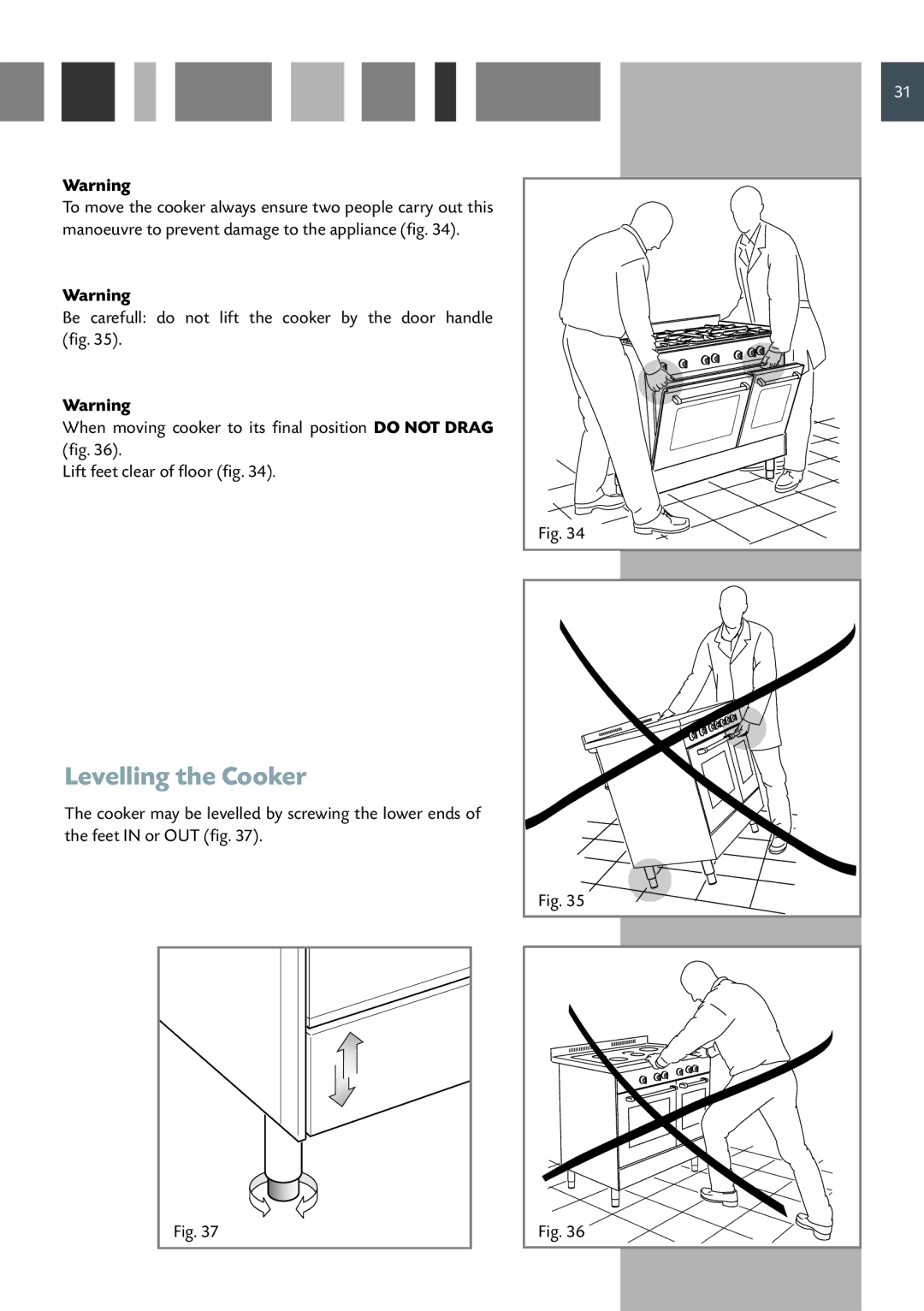 CDA RC 9021 manual Levelling the Cooker 