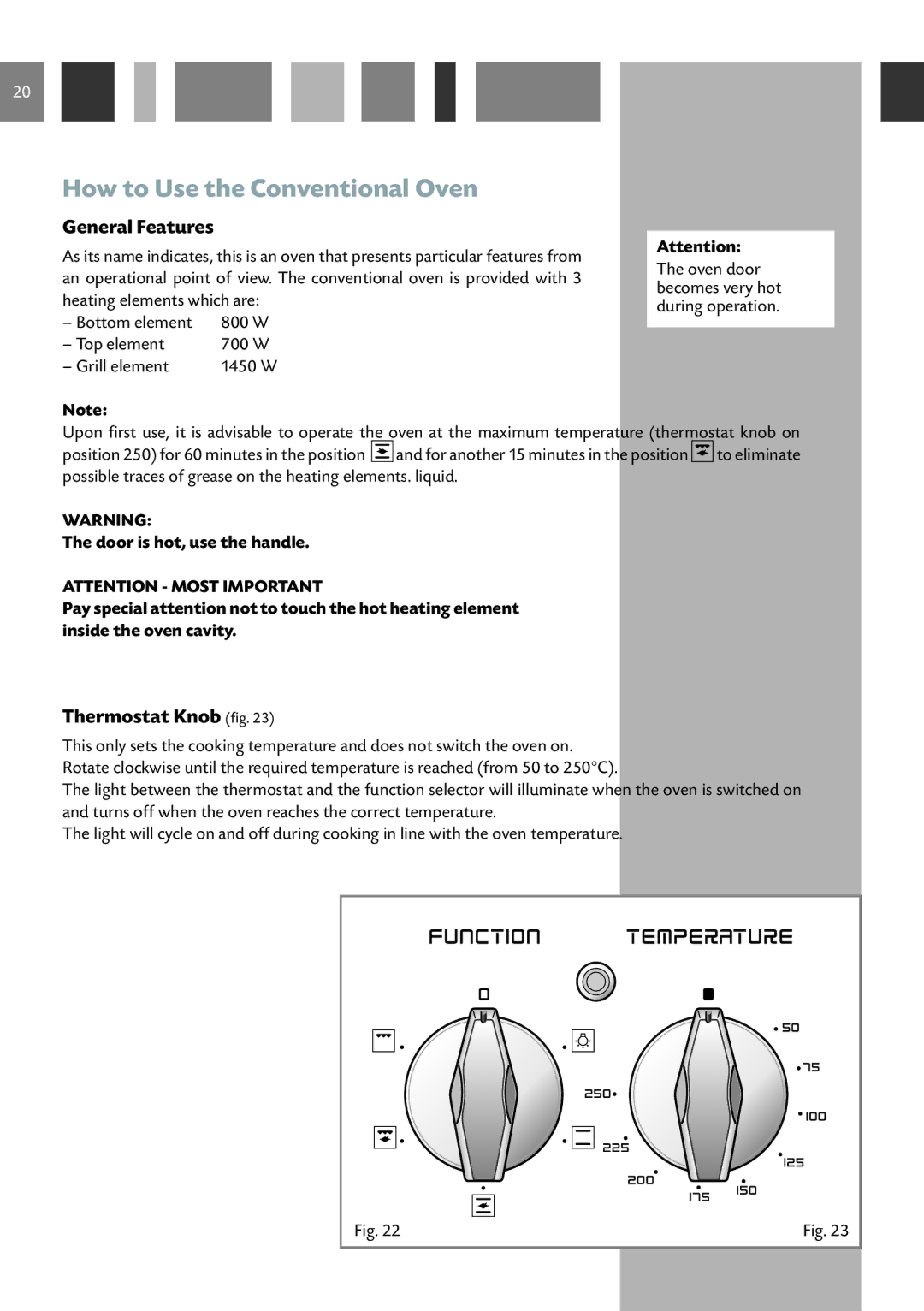 CDA RC 9620 manual How to Use the Conventional Oven, General Features 