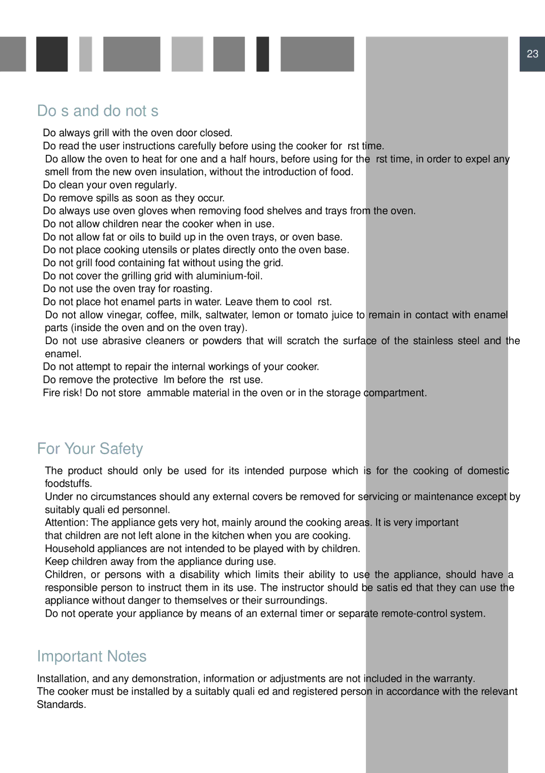 CDA RC 9620 manual Do’s and do not’s, For Your Safety, Important Notes 