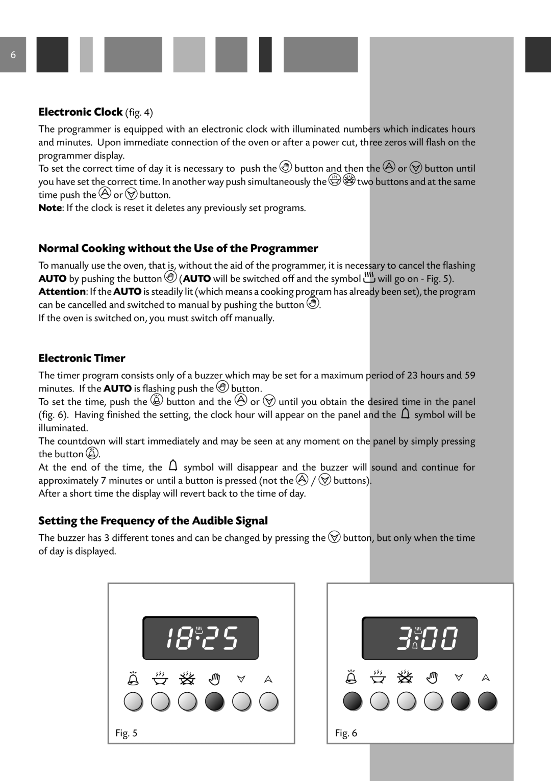 CDA RC 9620 manual Electronic Clock fig, Normal Cooking without the Use of the Programmer, Electronic Timer 