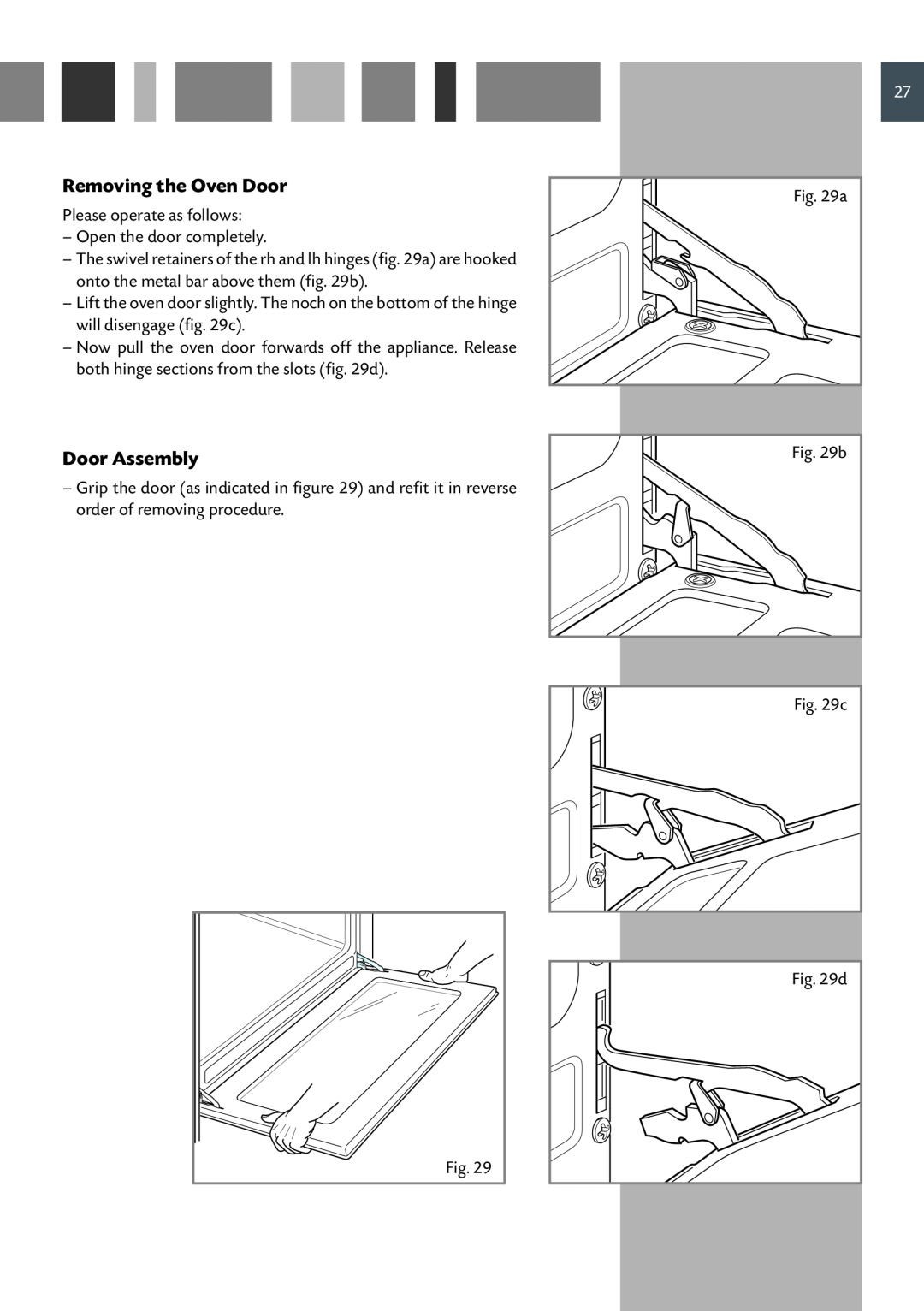 CDA RC 9620 manual Removing the Oven Door, Door Assembly 
