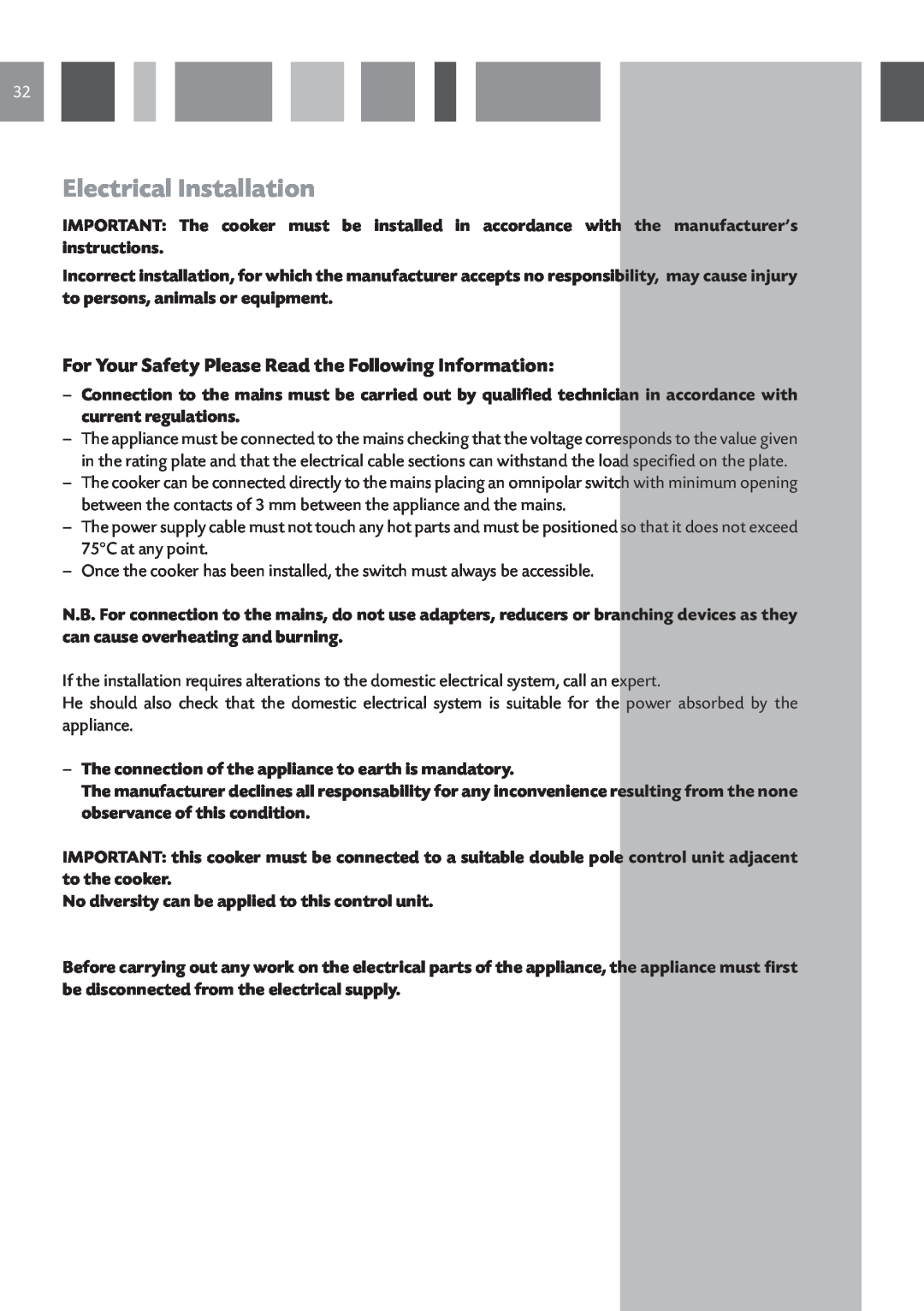 CDA RC 9620 manual Electrical Installation, For Your Safety Please Read the Following Information 