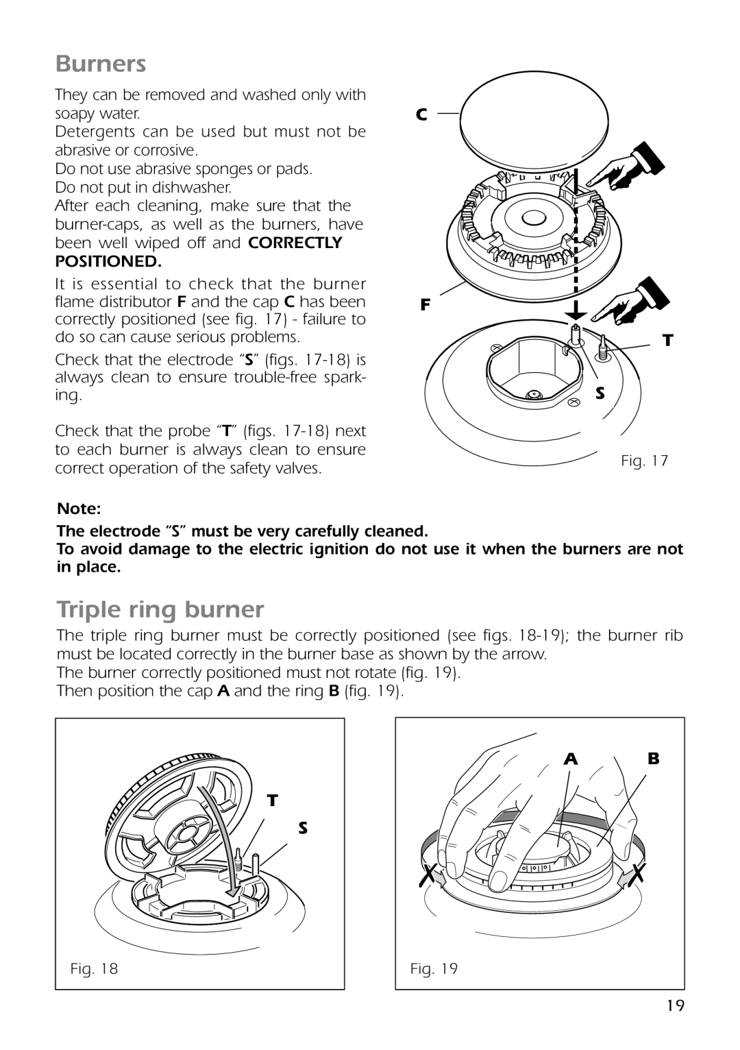 CDA RC9301 manual Burners, Triple ring burner 