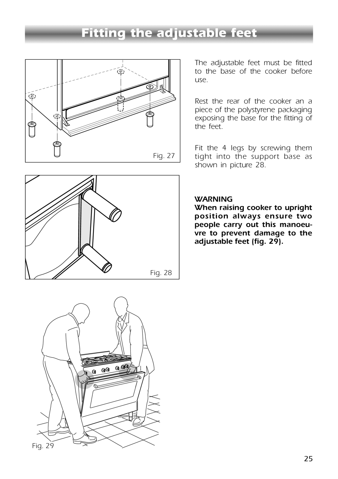 CDA RC9301 manual Fitting the adjustable feet 