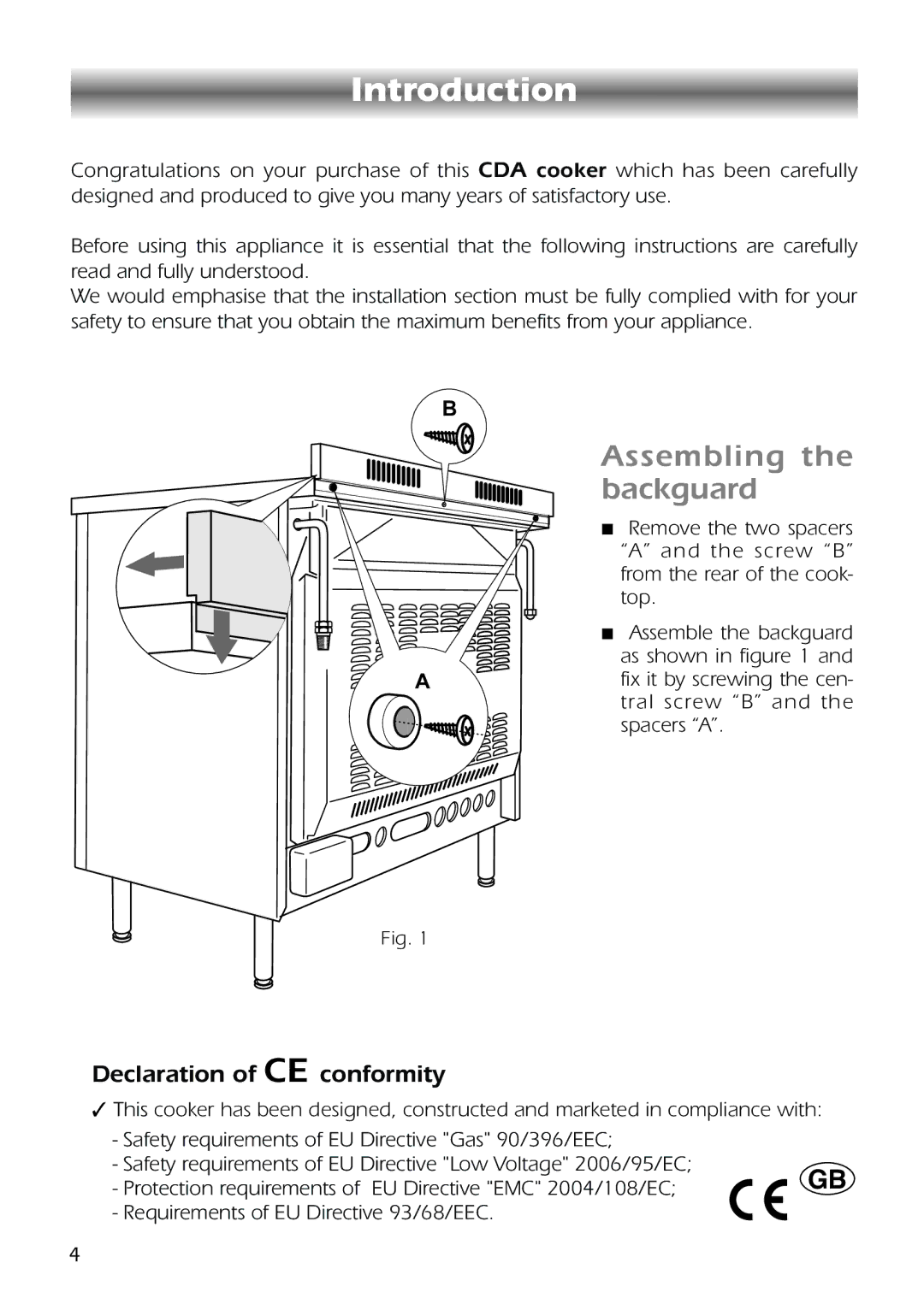 CDA RC9301 manual Introduction, Assembling the backguard 