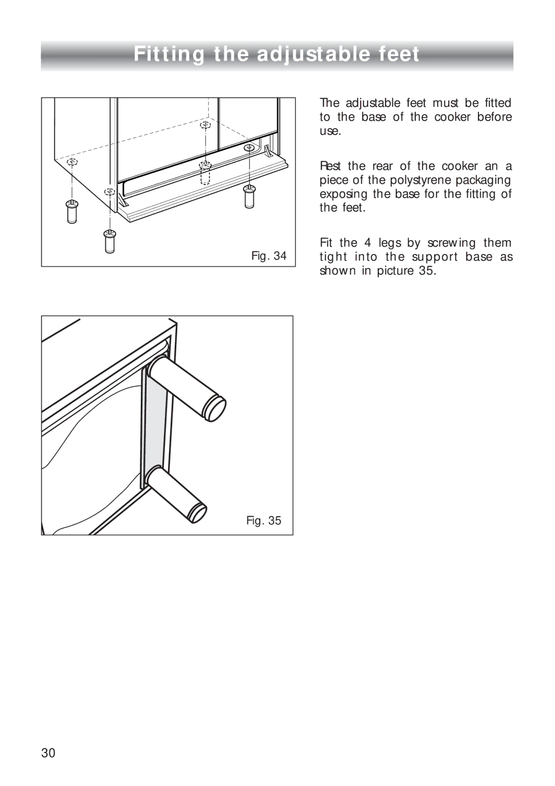 CDA RC9321 manual Fitting the adjustable feet 