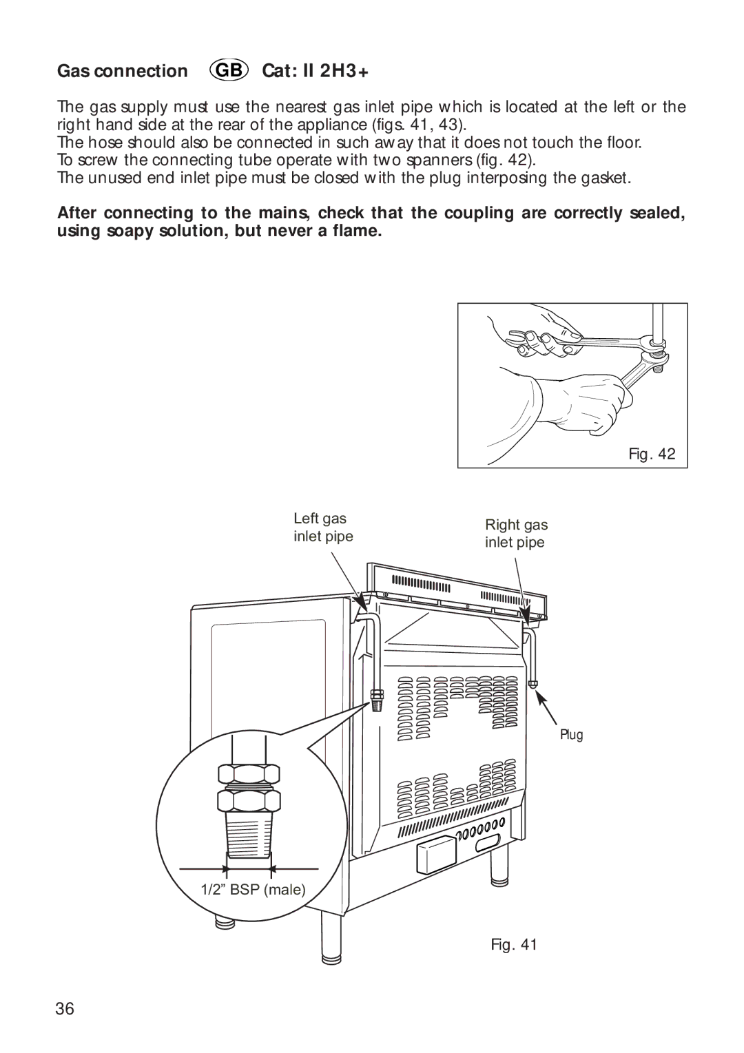 CDA RC9321 manual Left gas Right gas Inlet pipe 