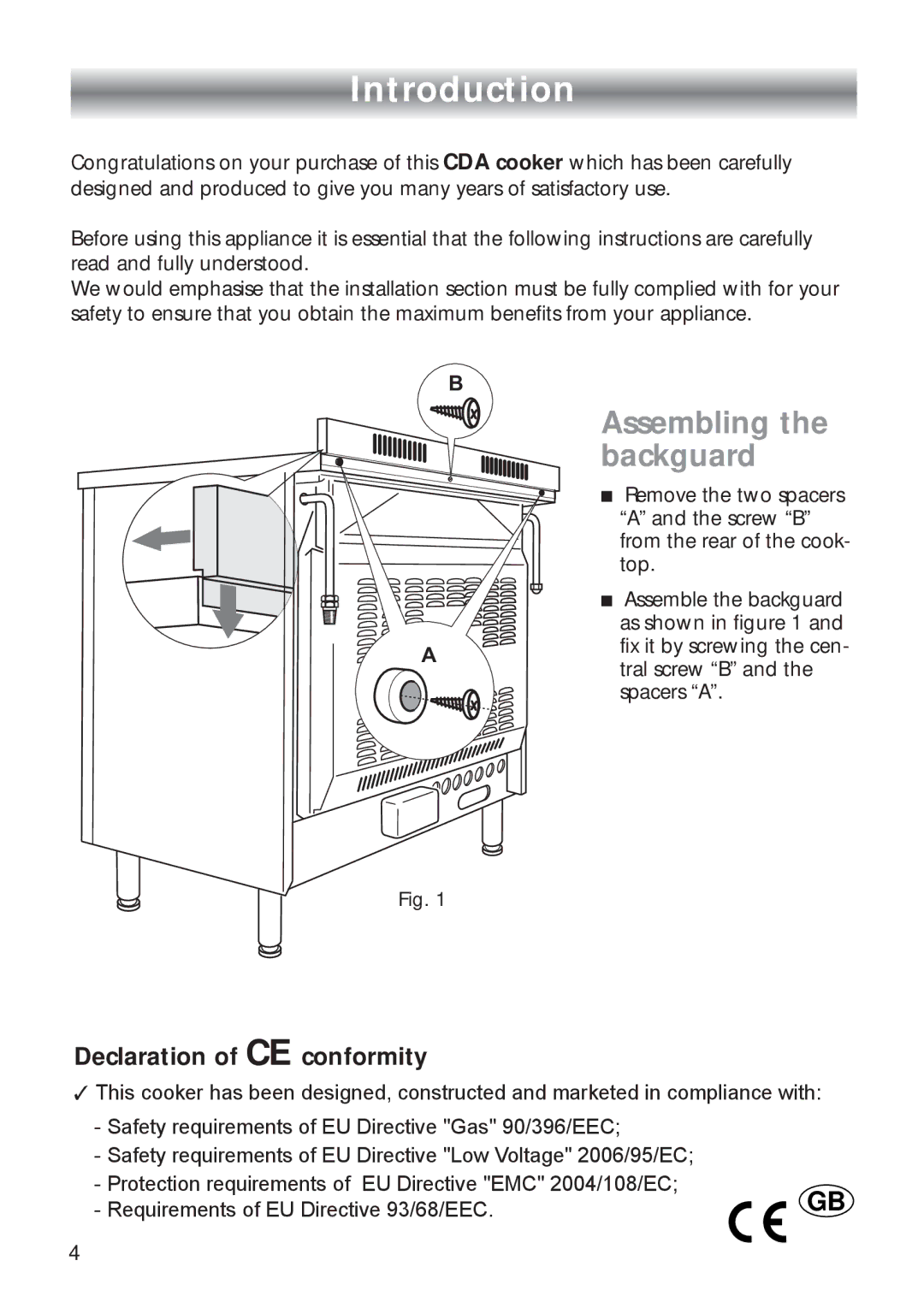 CDA RC9321 manual Introduction, Assembling the backguard 