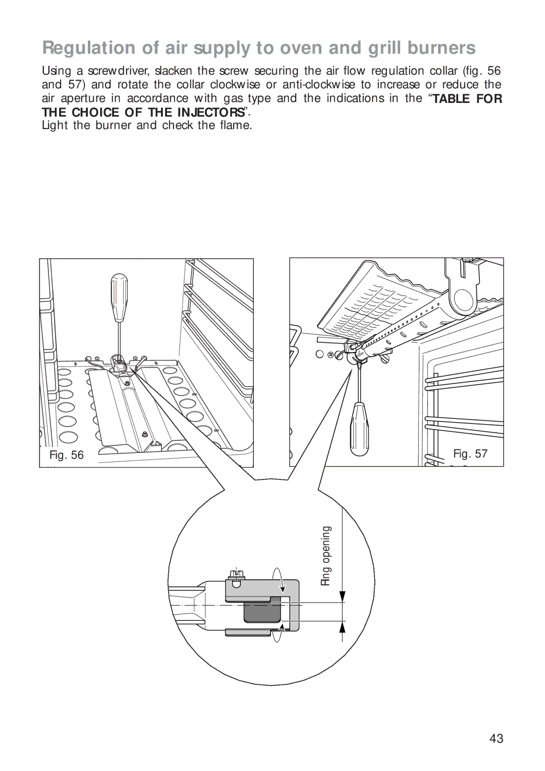 CDA RC9321 manual Regulation of air supply to oven and grill burners 