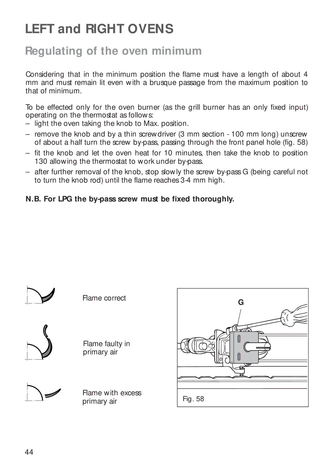 CDA RC9321 manual Left and Right Ovens, Regulating of the oven minimum 