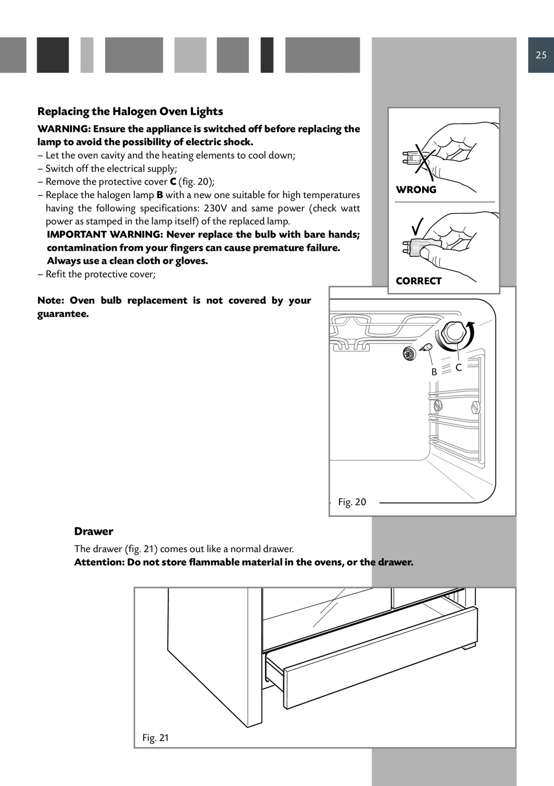 CDA RV 1060 manual Replacing the Halogen Oven Lights, Drawer 